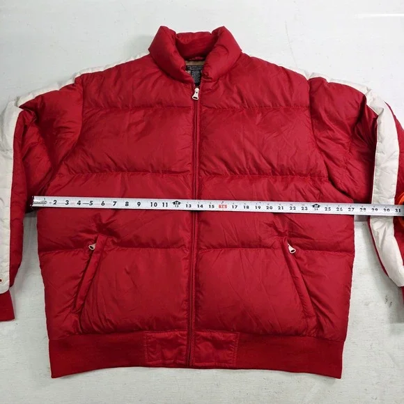 Vintage Polo Ralph Lauren Red White Stripe Down Puffer Jacket Coat Men's XL EUC